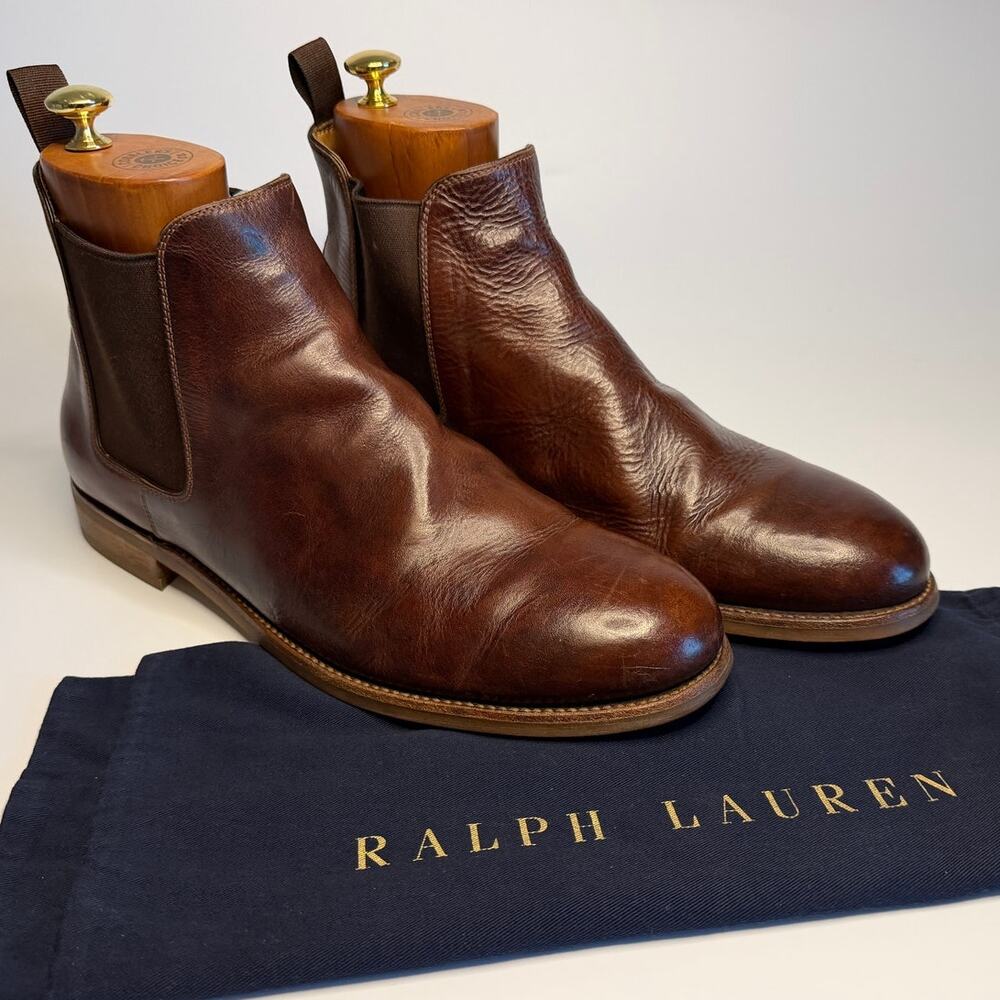 NEW HEELS Ralph Lauren Purple Label Chelsea Boots Brown Made in Italy 13 D